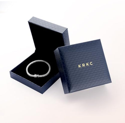 KRKC Tennis Bracelet for Women 14K White Gold Plated, AAAAA+ Classic Cubic Zirconia Bracelet with 2mm-5mm Width, Durable Gold Bracelets Jewelry Christmas Gift, Size 6.5-8 Inches Hypoallergenic - color: 4mm, Sliver, size: 6.5 inches