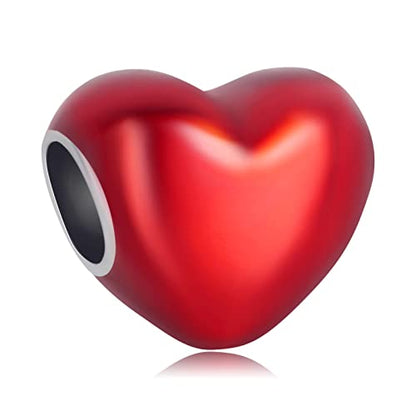 S925 Charms for Bracelets and Necklaces, Gifts for Mothers Nurses Day Graduation, for Girlfriend Family Friend, Bead Pendant, for Pandora, Silver 14K Gold Plated Enamel CZ, DIY Jewelry Making - style: 24 Red Enemal Heart Charms