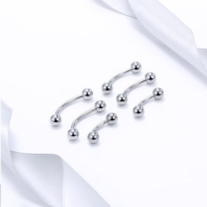 20G 18G 16G 14G 12G 8G 6G 4G 2G Astm F136 Titanium Internal Thread Eyebrow Piercing Jewelry Curved Barbell Vertical Labret Lip Daith Rook Earrings Navel Belly Button Ring Piercing Jewelry - style: 18G, 6mm 8mm 10mm Length, Ball