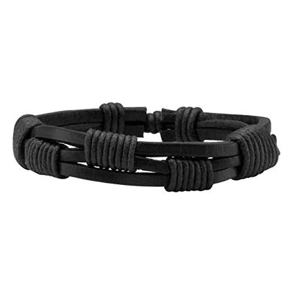Leather Braided Bracelet Cuff Wrap Wristband for Men Women Adjustable - color: B:6pcs