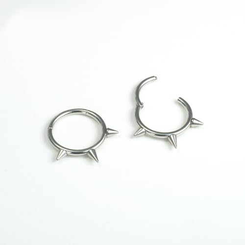 16G 2PCs Spike Clicker Snake Bite Jewelry, Septum Ring, Hoop Lip Rings Snake Bites, Labret Jewelry for Lip Piercing, Cartilage Hoop Earrings, 8mm 10mm 12mm - color: Silver-2PCs, size: 16G-8mm