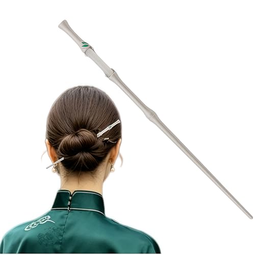 Metal Silver Bamboo Hair Stick with Jade, Unique New Chinese Jade Hair Pin for Women, Elegant Sword Accessory for Buns, Updos & Hanfu Cheongsam Styling