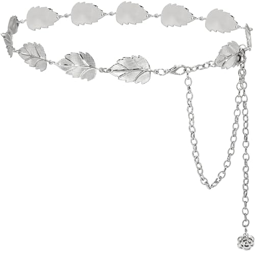 Metal Waist Chain Body Jewelry Link Belt for Women Girls - color: Silver 2, size: S: 35.4 in (90 cm)