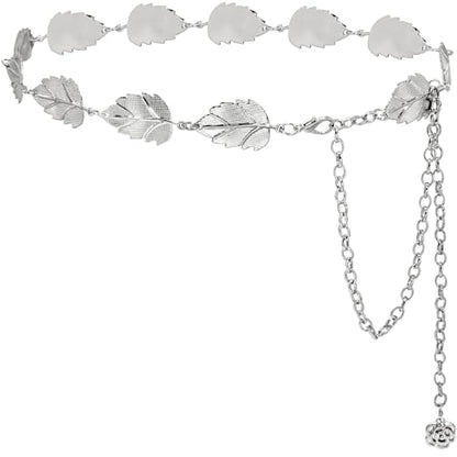 Metal Waist Chain Body Jewelry Link Belt for Women Girls - color: Silver 2, size: S: 35.4 in (90 cm)