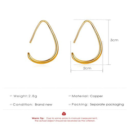 MALOYANVE Lightweight Teardrop Hoop Earrings Gold Silver Plated Large Hollow Out Oval Pull Through Statement Hoop Earrings High Polished Jewelry Gift for Women - color: Gold