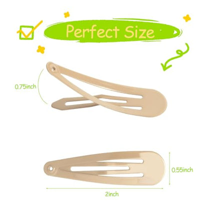 120 Pack Taupe 2 Inch Barrettes Women Metal Snap Hair Clips Accessories | Non - Slip Hairpins Barrettes for Kids Girls Teens - color: Taupe