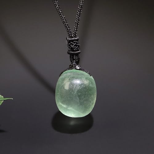 Anjiucc Natural Gemstone Tree of Life Black Obsidian/Golden Obsidian Pendant Necklace for Male and Female Necklace - color: Green Fluorite