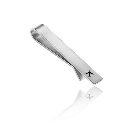 Mens Airplane Tie Clip for Boyfriend Husband Son Flight Attendant Accessories for Men - style: Silver base model