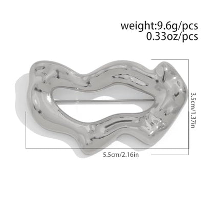Geometric Teardrop Brooch for Women Gold Silver Statement Metal Brooch Pins Chunky Irregular Round Lapel Pin Coat Sweater Scarves Shawl Brooches Fashion Wedding Party Prom Jewelry - color: silver wave