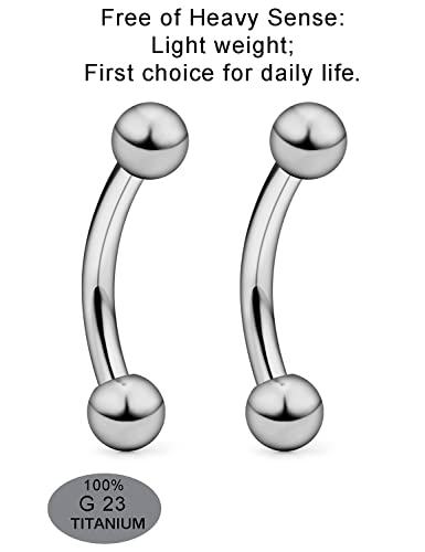 14G 16G Eyebrow Piercing Jewelry G23 Titanium Curved Barbell Eyebrow Ring Vertical Labret Lip Jewelry Rook Daith Earrings Piercing Jewelry for Women Men 6mm 8mm 10mm 12mm 14mm 16mm - color: 16G-12mm