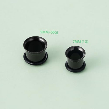 TBOSEN Precise Dimensions Stainless Steel Set Double|Single Flare Tunnel Screw Gauge Ear Expander Stretching Kit Piercing Mixed Size - color: Black-Single Flare, size: 9mm