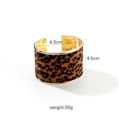 COLORFUL BLING Metal Punk Leopard Print Bangle Bracelet for Women Wide Chunky Gold Stackable Wrapped Open Cuff Bracelets Wristband Statement Jewelry - style: style 1