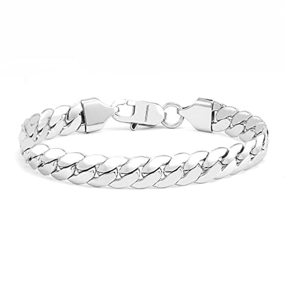 CaptainSteeL Cuban Bracelet for Men Stainless Steel Chain Link Bracelet | 8mm Width,7/7.5/8/9 Inch Length, Silver/18K Gold Plated,Men Bracelet,Waterproof Bracelet,Bithday ,Christmas gift - color: Dense Chain SteeL, size: 7in