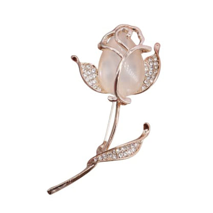 Lavender flower brooch crystal rhinestone tulip brooch elegant accessories jewelry women brooches and pins fashion jewelry wedding flowers lapel pin - color: Rose Gold
