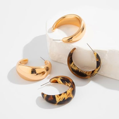 Chunky Hoop Earrings for Women Thick Open Resin Hoops Earrings Fashion Jewelry for Women - style: Style-A