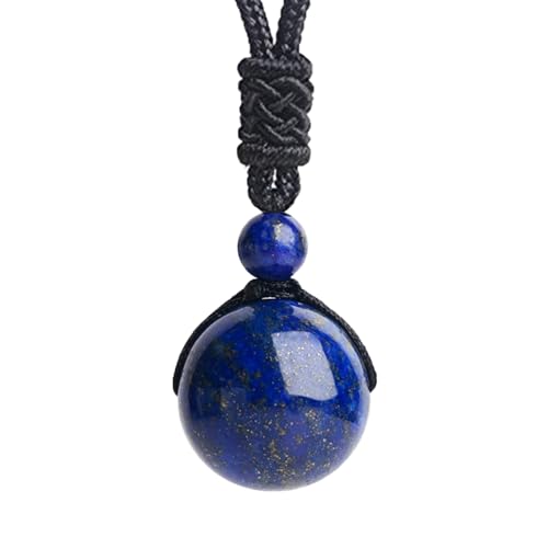 Anjiucc Natural Gemstone Healing Crystals Necklace, Adjustable Chakra Beads Pendant for Women Men, Protection, Energy Balance - color: Lapis Lazuli