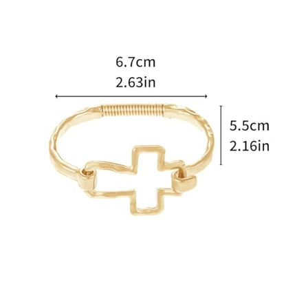 Chunky Heart Bracelet for Women Gold Silver Heart Cuff Bracelet Open Statement Love Bangle Minimalist Jewelry - color: Gold Cross