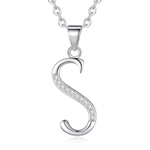 VIKI LYNN Dainty Initial Letter Pendant Necklace for Women | Cubic Zirconia Initial Jewelry, Personalized Letter Necklace, Dainty Women Jewelry, Birthday Gift Idea for Her, Mom and Wife - color: Silver, style: Silver-S