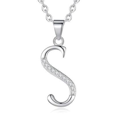 VIKI LYNN Dainty Initial Letter Pendant Necklace for Women | Cubic Zirconia Initial Jewelry, Personalized Letter Necklace, Dainty Women Jewelry, Birthday Gift Idea for Her, Mom and Wife - color: Silver, style: Silver-S
