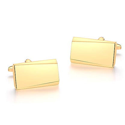 Cufflinks for Men, Stainless Steel Cuff Links Mens for Wedding Business Gifts, Silver, Black, Gold - color: Gold