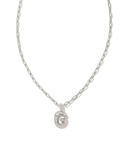 Kendra Scott Crystal Letter Short Pendant Necklace, Fashion Jewelry for Women - color: Letter G (RHODIUM-PLATED)
