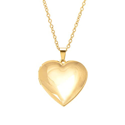 Paialco Heart Shaped Locket Pendant Necklace for Women - color: Yellow-Smooth