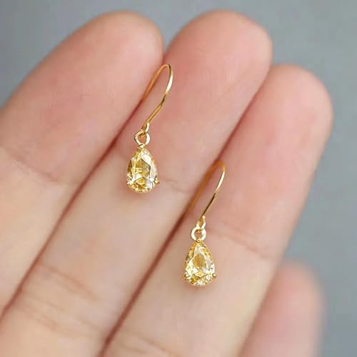 Dainty Drop Earrings with Pear CZ for Women Romantic Jewelry - color: E6606