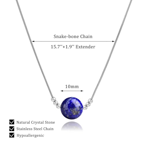 Healing Crystal Necklace for Women - Natural Stone Beaded Handmade Gemstone Jewelry - Protection Crystals Birthstone Necklace