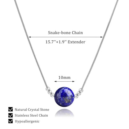Healing Crystal Necklace for Women - Natural Stone Beaded Handmade Gemstone Jewelry - Protection Crystals Birthstone Necklace
