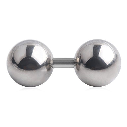 316L Surgical Steel 6mm 8mm 10mm Big Balls Externally Threaded Straight Barbell 14G 12G - style: 12G Length: 1/6" (4mm) w 8mm Balls