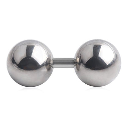 316L Surgical Steel 6mm 8mm 10mm Big Balls Externally Threaded Straight Barbell 14G 12G - style: 14G Length: 1/6" (4mm) w 10mm Balls