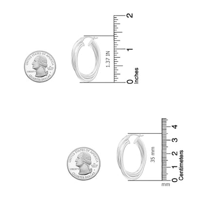 LeCalla 925 Sterling Silver Chunky Hoop Earrings | 14K Two-Tone Three-Tone Hoop Earrings | Intertwining Oval Shape Polished Twisted Hoop Earrings for Women - color: Chunky Silver 35mm