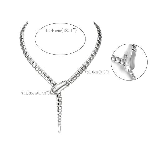 FANZE Snake Necklace for Women，Adjustable Punk Gold Snake Choker Necklace Halloween Gifts Party Multi-Purpose Jewelry - color: Sliver