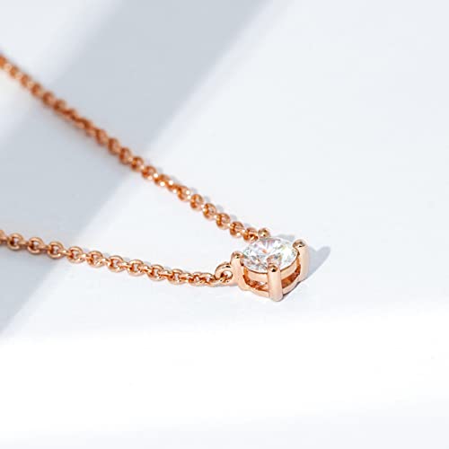 Amazon Essentials Necklace for Women, 14K Brass Chain with Cubic Zirconia Solitaire Pendant - color: Rose Gold