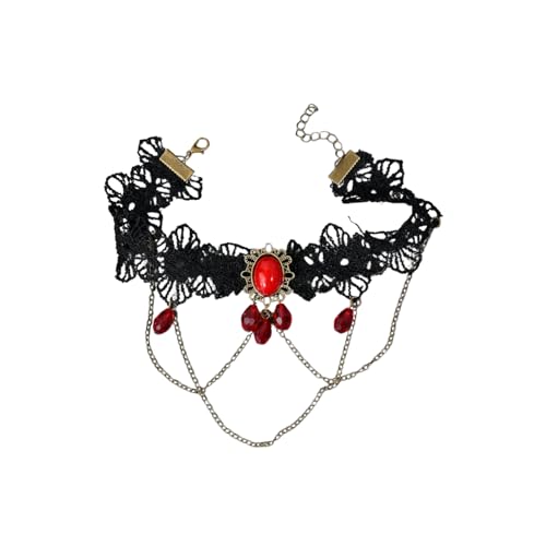 Elegant Gothic Lolita Lace Rose Choker Necklace Vintage Pearl Necklaces Halloween Victorian Lolita Costume Accessories Bridal Wedding - color: E