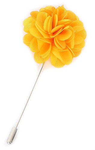 Flairs New York Gentleman's Essentials Premium Handmade Flower Lapel Pin Boutonniere - color: Daisy Yellow [Camellia]