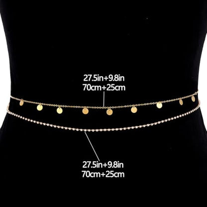 Tgirls Gold Waist Chain for Women Rhinestone Layered Belly Chains Beads Body Chain Heart-Shaped Beach Body Jewelry for Summer - style: Rhinestone