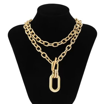 Layered Chunky Gold Silver Necklace Big Cuban Chain Statement Necklace Stacked Punk Chain Choker Necklaces for Women Trendy Jewelry Birthday Gifts - color: 03 Gold
