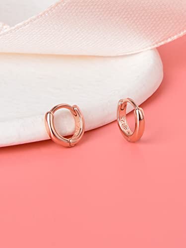 Mini Tiny Huggie Hoop Earrings Top Upper Ear Cartilage Forward Helix Cuff Plain Simple 925 Sterling Silver Gold 9mm 8mm 7mm 6mm 5mm Hoop Earrings - color: Rose Gold-6mm
