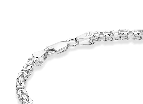 Miabella Italian 925 Sterling Silver 3mm Solid Square Byzantine Bracelet for Men Women, 925 Handmade in Italy - style: Length 8 Inch (men's average length)