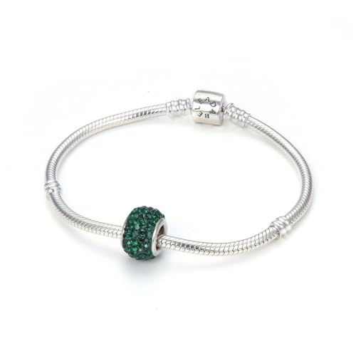 Adabele 1pc Solid 925 Sterling Silver Jan-Dec Birthstone Bead Charm - color: May