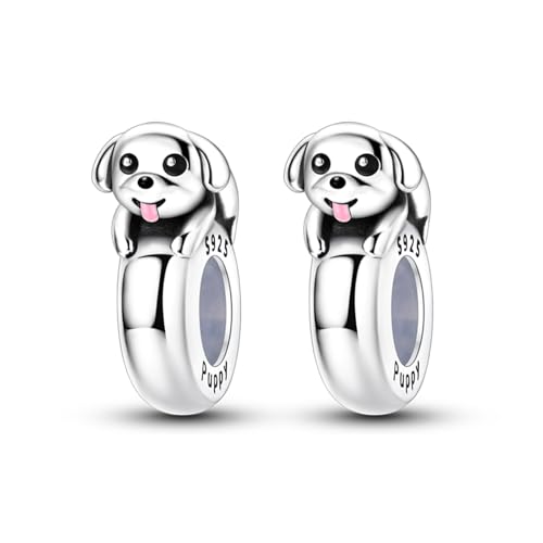 2pcs Stopper Spacer Beads for Pandora Bracelets, Sterling Silver Cross Ladybug Clip Spacer Charms For Bracelet DIY Jewelry Gift - color: Dog