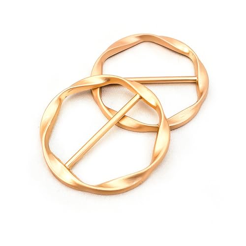 Scarf Ring Clip, 2 Pcs T Shirt Clip,Clothes Knotted Clip, Circle Knotted Buckle for Shirt Silk Scarf Clothing - color: Gold