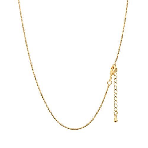 14K Gold Plated Paper Clip Chain Link Necklace Satellite Chain Necklace for Women - color: Thin gold chain