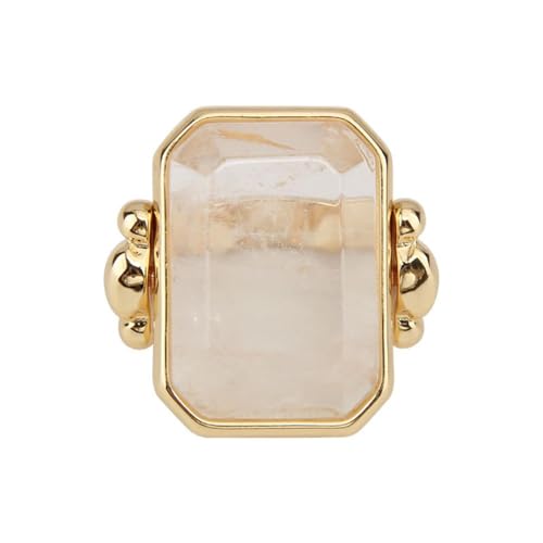 OIDIMS Natural Stone Cocktail Ring for Women Charms Gemstone Dainty Gold-Tone-Tone Band Wedding Engagement Statement Rings Comfort Fit Jewelry for Her Girlfriend Size 8