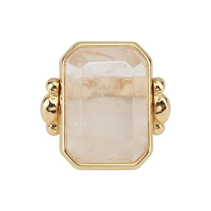OIDIMS Natural Stone Cocktail Ring for Women Charms Gemstone Dainty Gold-Tone-Tone Band Wedding Engagement Statement Rings Comfort Fit Jewelry for Her Girlfriend Size 8