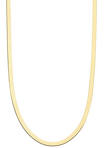 Miabella Italian 925 Sterling Silver, 18K Gold Plated Herringbone Necklace | 3.5mm Flat Snake Chain, Fine Jewelry for Women, Made in Italy - size: Length 16 Inches, style: yellow-gold-plated-silver