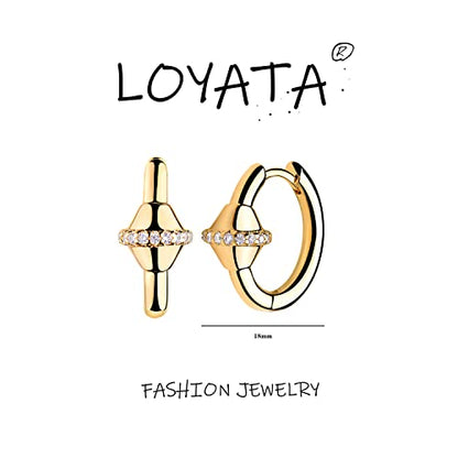 LOYATA Gold Huggie Hoop Earrings 14K Gold Plated Dainty Small Simple Hypoallergenic Jewelry Gift for Women - style: ED309