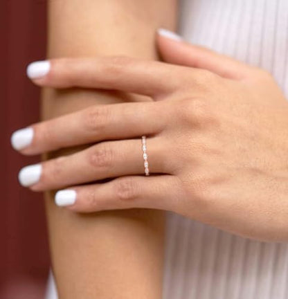 TIGRADE Eternity Ring Oval Milgrain Cubic Zirconia Anniversary Stacking Ring CZ Wedding Band for Women Size 3-13 - color: Rose Gold