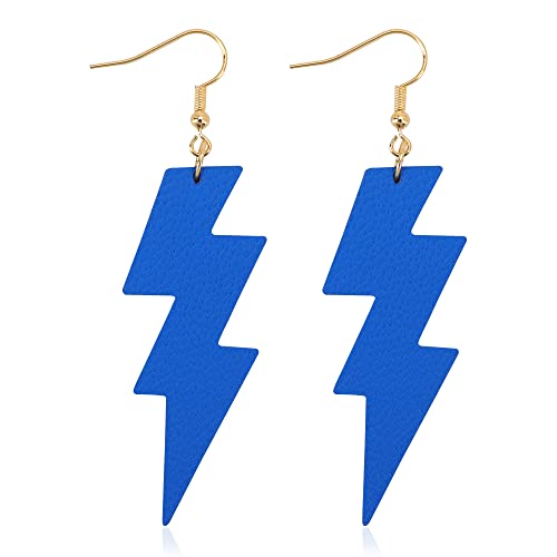 KINIVA Leather Dangle Earrings for Women Trendy, Lightweight Leaf Circle Lightning Earrings Drop, Jewelry Gifts for Women - color: 155 Blue